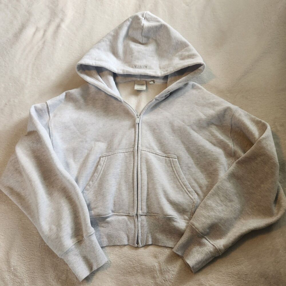 Aritzia Cozy Fleece Boyfriend Boxy Zip Hoodie - Heather Grey (Size S / EUC)